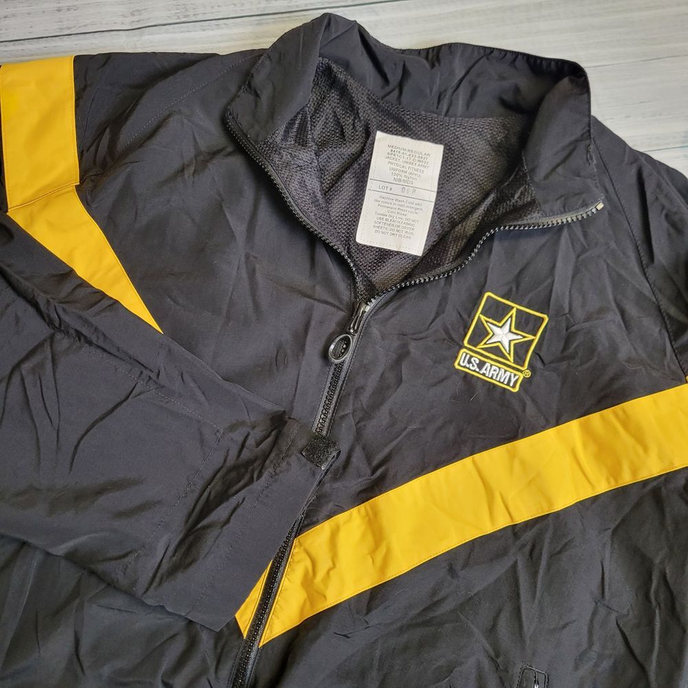 U.S. Army Unisex Medium Track Jacket Physical Fitness Uniform Black Yellow